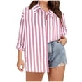 thumbnail image 1 of FAIWAD Plus Size Stripe Shirts for Women Long Sleeve Button Down Blouses Casual Work Dress Tops (S-4XL), 1 of 8