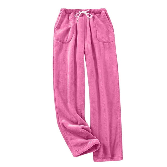 FAIWAD Plush Pajamas Pants for Women Soft Fuzzy Lounge Drawstring Pjs Comfy Fleece Sleepwear Bottoms Warm Loungewear