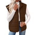 thumbnail image 1 of FAIWAD Quilted Vest Women Casual Stand Collar Zipper Short Sleeve Jackets Winter Lightweight Warm Padded Outerwear, 1 of 8