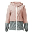 thumbnail image 1 of FAIWAD Rain Jackets for Women Waterproof Color Block Patchwork Hooded Windbreaker Zip Drawstring Coat (XX-Large, Pink1), 1 of 3