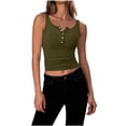 thumbnail image 1 of FAIWAD Ribbed Tank Tops for Women Scoop Neck Button Slim Fitted Shirts Sleeveless Workout Casual Tops, 1 of 7