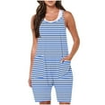 thumbnail image 1 of FAIWAD Rompers for Women Summer Casual Short Jumpsuits Overalls with Pockets Striped Jumpers, 1 of 5