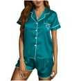thumbnail image 1 of FAIWAD Satin 2 Piece Pajama Sets for Women ShortSleeve Button Down Shirts and Shorts Sleepwear Set, 1 of 5