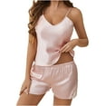 thumbnail image 1 of FAIWAD Satin Pajama Set for Women V Neck Camisole Top and Shorts Lace Pajama Set Sleeveless Camisole Nightwear, 1 of 9