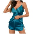 thumbnail image 1 of FAIWAD Satin Pajamas Set for Womens Sleeveless Strape Crop Tops and Elastic Shorts Comfy Spring Nightwear Set, 1 of 7