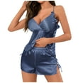 thumbnail image 1 of FAIWAD Satin Pajamas Set for Womens Sleeveless Strape Crop Tops and Elastic Shorts Comfy Spring Nightwear Set, 1 of 7