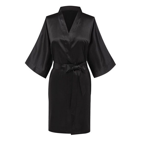 FAIWAD Satin Robes for Womens Long Sleeve Long Soft Comfort Lightweight Sleepwear with Belt