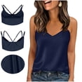 thumbnail image 1 of FAIWAD Satin Tank Tops for Women Sleeveless V Neck Adjustable Spaghetti Strap Silky Camisole Dressy Casual Cami Blouses, 1 of 9