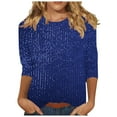 thumbnail image 1 of FAIWAD Sequin Tops for Women 3/4 Sleeve Crew Neck Party Shirts Sparkly Glitter Going Out Blouses, 1 of 6