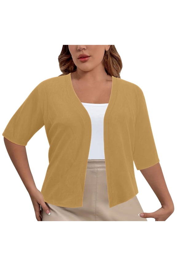 Short Sleeve Cardigans for Women Plus Size Summer Casual Lightweight Open Front Cropped Cardigan