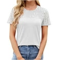 thumbnail image 1 of FAIWAD Short Sleeve Shirts for Women Summer Trendy Dressy Tops Smocked Crewneck Business Work Tees, 1 of 9