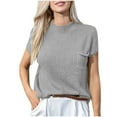 thumbnail image 1 of FAIWAD Short Sleeve Sweater for Women Ribbed Knit Crochet Pullover Tops Trendy Casual Plain Knitwear, 1 of 6