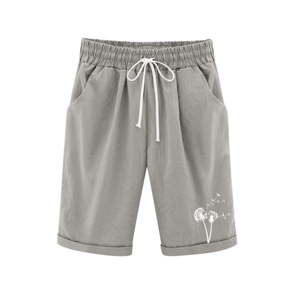 FAIWAD Shorts for Girls Summer Casual Breathable Linen Shorts Drawstring Elastic Waisted Knee Length Pants for Kids 3-13Y