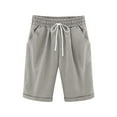 thumbnail image 1 of FAIWAD Shorts for Girls Summer Casual Breathable Linen Shorts Drawstring Elastic Waisted Knee Length Pants for Kids 3-13Y, 1 of 9