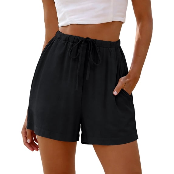FAIWAD Shorts for Women Summer High Waisted Drawstring Shorts Casual Loose Beach Boho Outfits