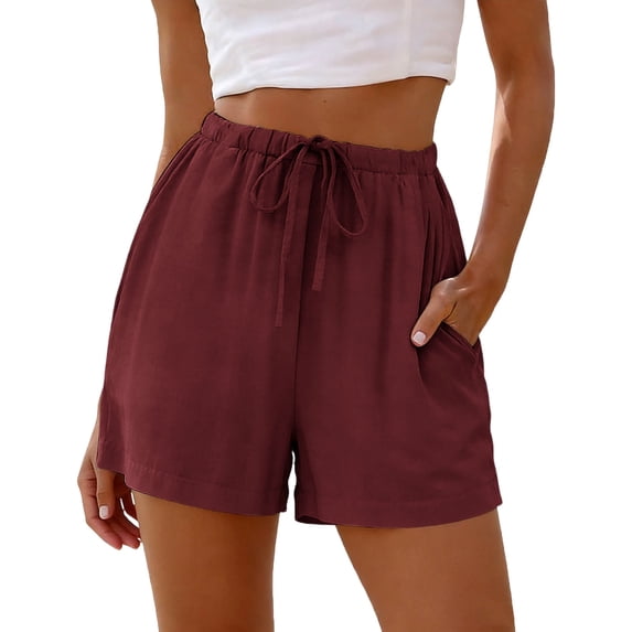 FAIWAD Shorts for Women Summer High Waisted Drawstring Shorts Casual Loose Beach Boho Outfits