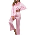 thumbnail image 1 of FAIWAD Silk Pajamas for Women Set Long Sleeve Button Down Sleepwear Comfy Loungewear Pjs Outfits, 1 of 6