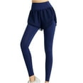 thumbnail image 1 of FAIWAD Skirt Pants for Women Elastic High Waist Yoga Leggings Solid Color Workout Stretch Sweatpants (4X-Large, Navy), 1 of 7