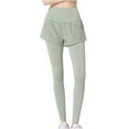thumbnail image 1 of FAIWAD Skirt Pants for Women Elastic High Waist Yoga Leggings Solid Color Workout Stretch Sweatpants (X-Large, Green), 1 of 5
