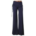 thumbnail image 1 of FAIWAD Soft Lightweight Pants for Women Solid Color Drawstring Skirt Pants Wide Leg Yoga Palazzo Trousers (Large, Navy), 1 of 6