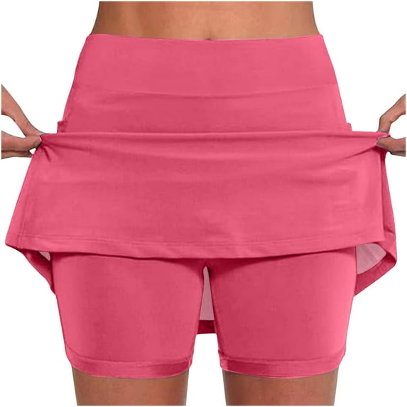FAIWAD Solid Color Skorts for Women Lightweight Skirt with Athletic Inner Shorts for Tennis Golf Workout Sports