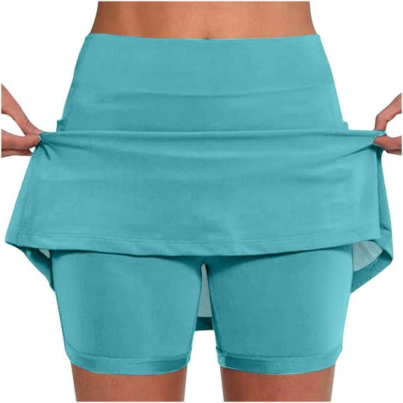 FAIWAD Solid Color Skorts for Women Lightweight Skirt with Athletic Inner Shorts for Tennis Golf Workout Sports