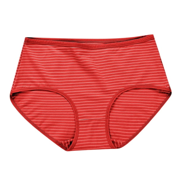 FAIWAD Striped Cotton Underwear for Women Mid Waist Seamless Briefs Stretchy Soft Comfort Panties