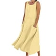 thumbnail image 1 of FAIWAD Summer Dresses for Women Casual Linen Dress Sleeveless Flowy Maxi Sundress Solid Color Beach Tank Dress, 1 of 5