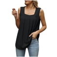 thumbnail image 1 of FAIWAD Summer Tank Tops for Women Sleeveless Mesh Squre Neck Pleated Front Vest Summer Casual Loose Tee Shirts, 1 of 4