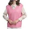thumbnail image 1 of FAIWAD Sweater Vest Women V Neck Sleeveless Cable Knit Pullover Casual Lightweight Fall Winter Tops, 1 of 4
