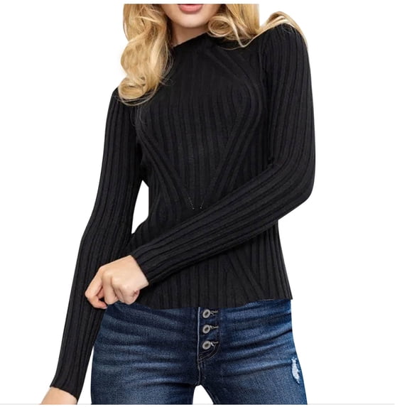 FAIWAD Sweaters for Women Long Sleeve Mock Neck Slim Knit Pullover Sweater Basic Layering Soft Fall Winter Clothes