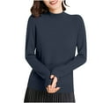 thumbnail image 1 of FAIWAD Sweaters for Women Long Sleeved Mock Neck Stretch Knit Tops Loose Casual Basic Thin Fall Winter Knitwear Clothes, 1 of 7