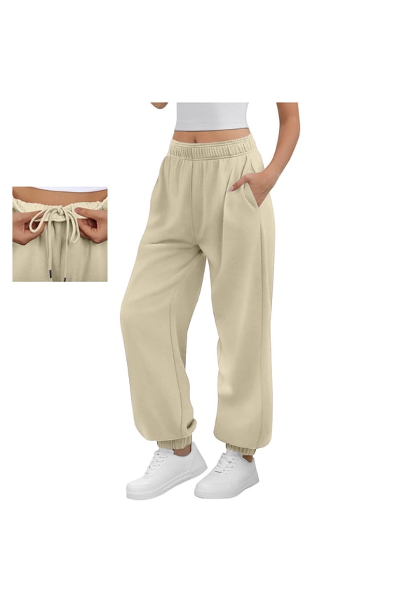 Sweatpants Women Drawstring High Waisted Cinch Bottom Sweat Pants Baggy Workout Comfy Joggers with Pockets