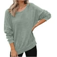 thumbnail image 1 of FAIWAD Sweatshirt for Women Long Sleeve Crew Neck Side Split Oversized Pullover Tops Trendy Casual Knit Clothes, 1 of 9