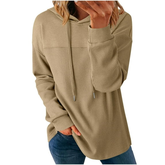 FAIWAD Sweatshirt for Women Long Sleeve Drawstring Hooded Tops Casual Knit Lightweight Hoodies