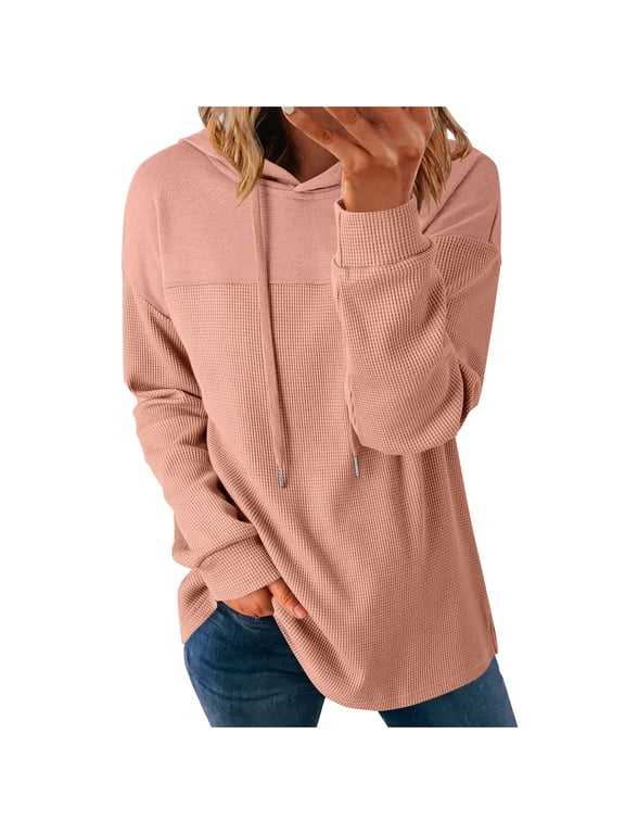 Sweatshirt for Women Long Sleeve Drawstring Hooded Tops Casual Knit Lightweight Hoodies