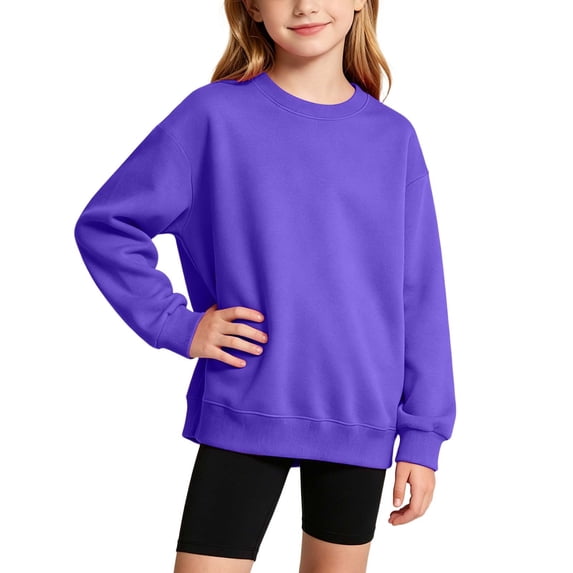 FAIWAD Sweatshirts for Kids Cotton Long Sleeve Crewneck Pullover Tops Boys Girls Casual School Oversized Clothes