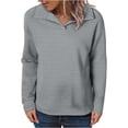 thumbnail image 1 of FAIWAD Sweatshirts for Women Long Sleeve Knit Collared Basic Pullover Oversized Comfy Workout Tops, 1 of 9