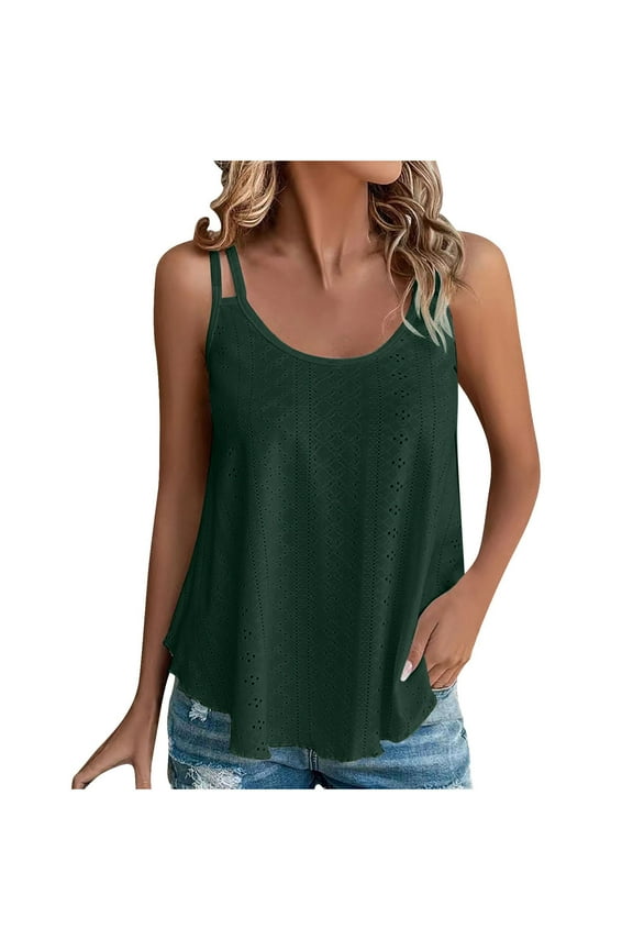 Tank Top for Women Mesh Flowy Spaghetti Strap Camisole Sleeveless Scoop Neck Blouse Casual Summer Tops