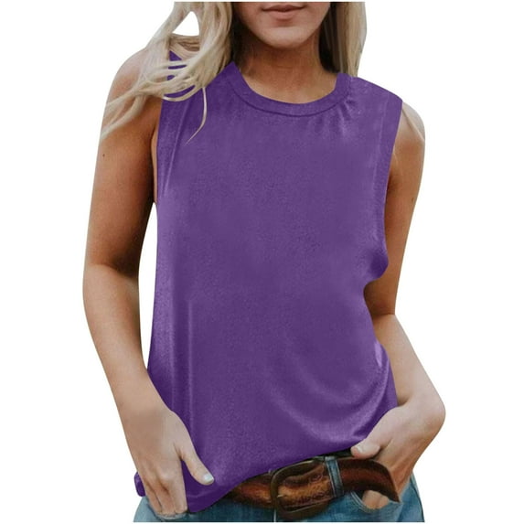 FAIWAD Tank Top for Women Summer Sleeveless Crewneck Going Out Tees Loose Casual Plus Size Workout Clothes