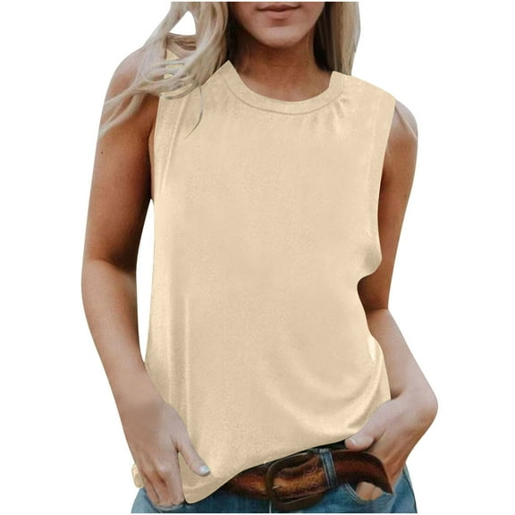 FAIWAD Tank Top for Women Summer Sleeveless Crewneck Going Out Tees Loose Casual Plus Size Workout Clothes