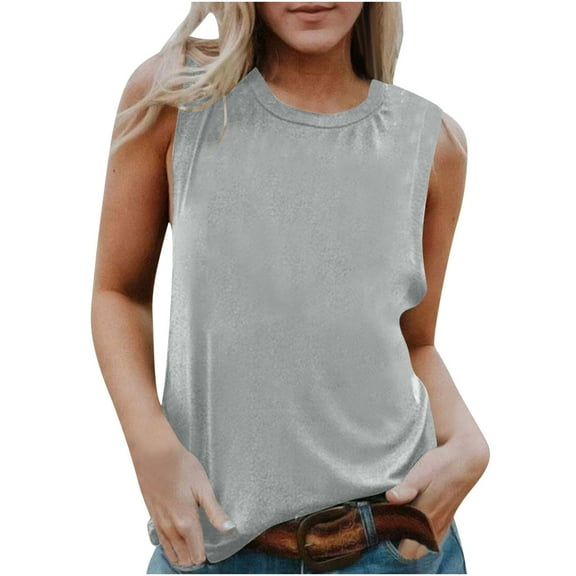 FAIWAD Tank Top for Women Summer Sleeveless Crewneck Going Out Tees Loose Casual Plus Size Workout Clothes
