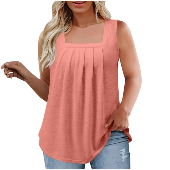 FAIWAD Tank Top for Women Summer Sleeveless Plus Size Tank Tops Casual Loose Pleated Workout Athletic Basic Shirts