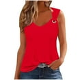 thumbnail image 1 of FAIWAD Tank Tops for Women Summer Off Shoulder Top V Neck Sleeveless Shirts Spring Clothes Casual Loose Blouses, 1 of 4