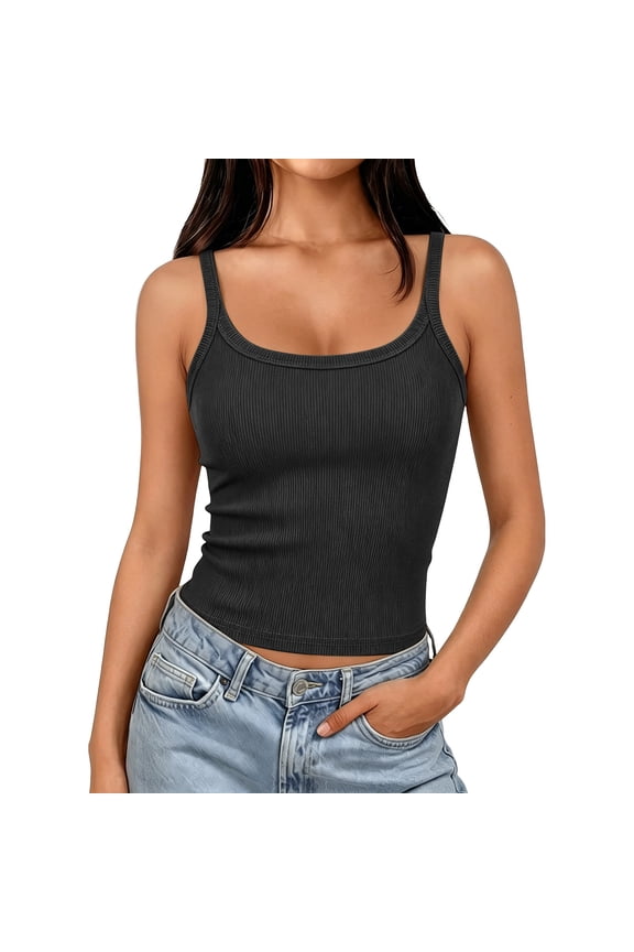 Tank Tops for Women Summer Sleeveless Ribbed Round Neck Slim Fitted Going out Tops Plus Size Layering Shirts