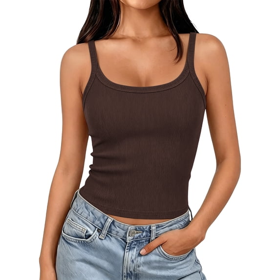 FAIWAD Tank Tops for Women Summer Sleeveless Ribbed Round Neck Slim Fitted Going out Tops Plus Size Layering Shirts