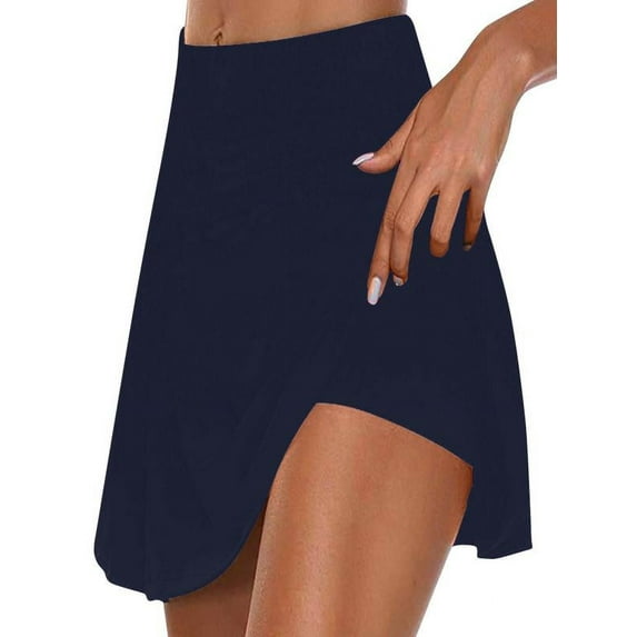 FAIWAD Tennis Skirts for Women Golf Athletic Activewear Summer Solid Color Skorts with Inner Workout Shorts