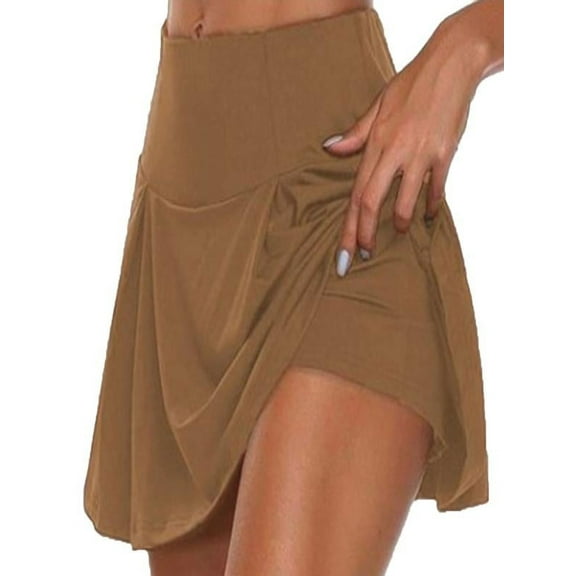 FAIWAD Tennis Skirts for Women Golf Athletic Activewear Summer Solid Color Skorts with Inner Workout Shorts