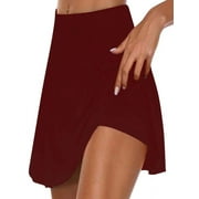 FAIWAD Tennis Skirts for Women Golf Athletic Activewear Summer Solid Color Skorts with Inner Workout Shorts