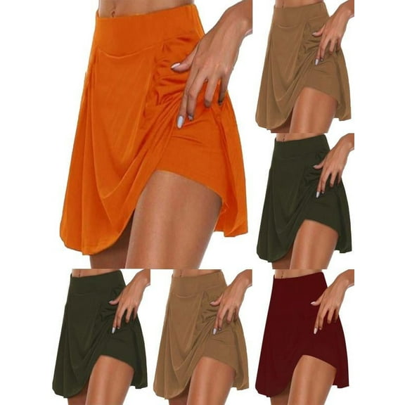 FAIWAD Tennis Skirts for Women Golf Athletic Activewear Summer Solid Color Skorts with Inner Workout Shorts